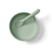Комплект силиконова купа с вакуум и лъжичка Mint Vital Baby