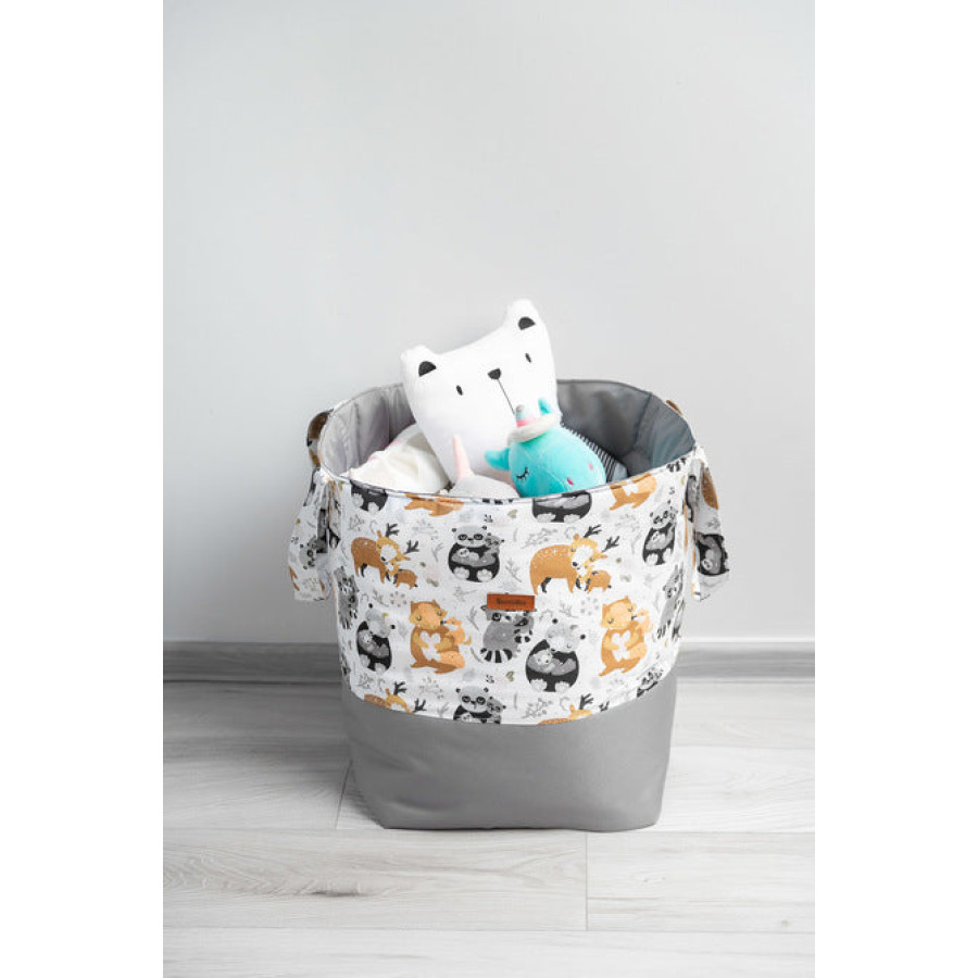 Кош за играчки Миещи мечки сив 35х47 см