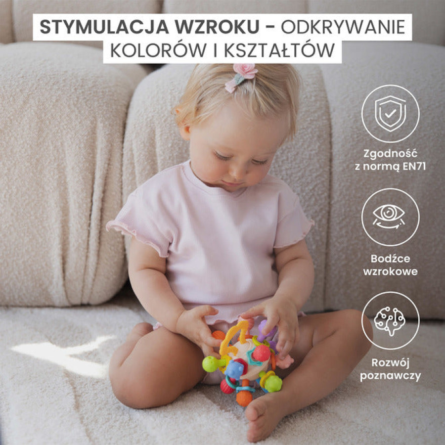 Образователна играчка 2в1 дрънкалка и гризалка 0+ месеца