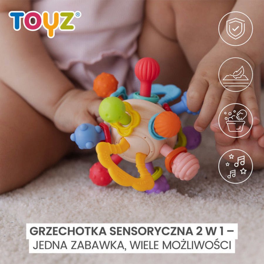 Образователна играчка 2в1 дрънкалка и гризалка 0+ месеца
