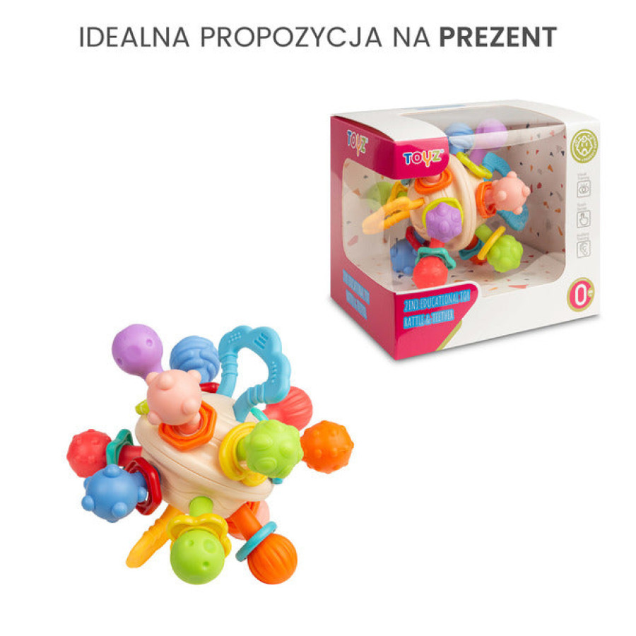 Образователна играчка 2в1 дрънкалка и гризалка 0+ месеца