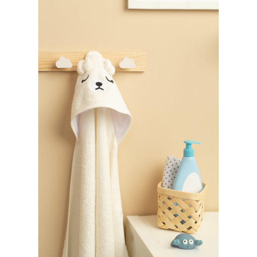 Бебешка хавлия с качулка Bathfriends 100X100 см Мече бяло