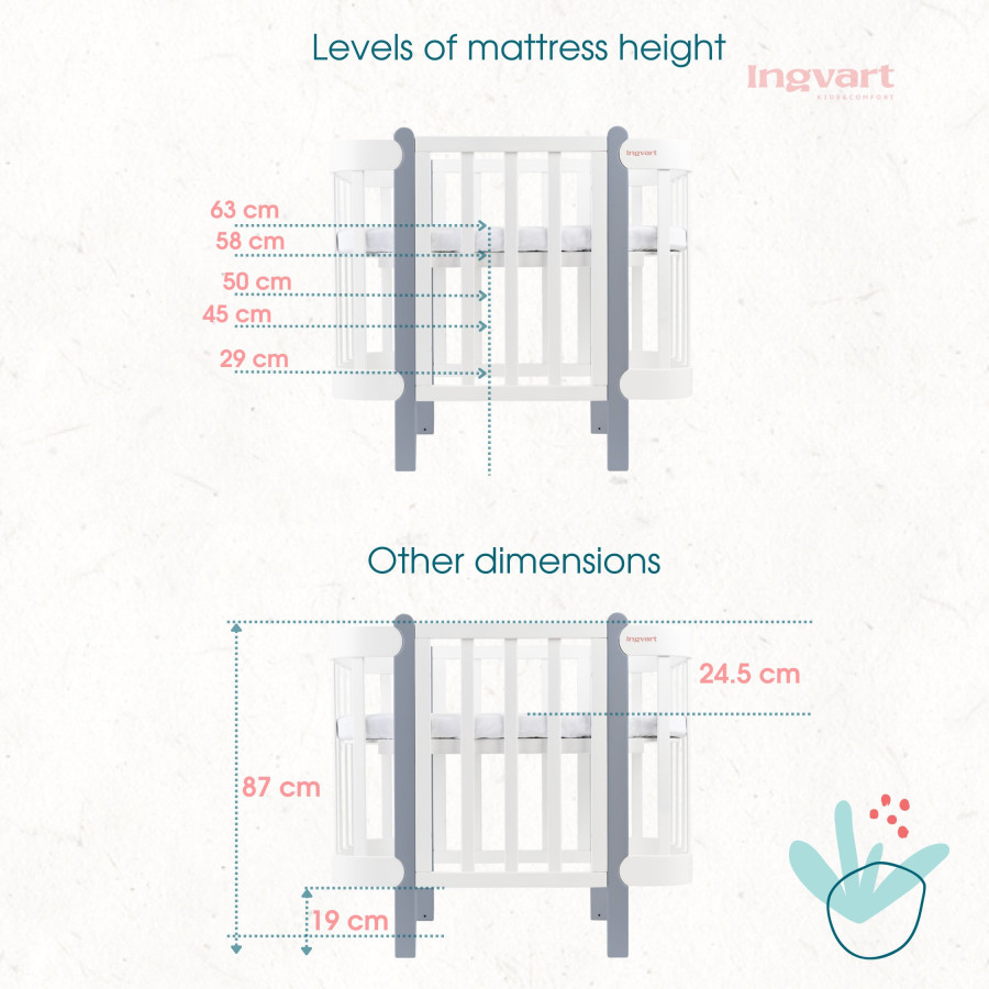 Трансформиращо легло 5в1 Nika 60x95/60x120см натур Ingvart Трансформиращо легло 5в1 Nika 60x95/60x120см натур Ingvart
