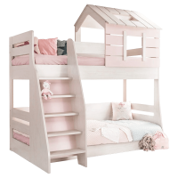Двуетажно детско легло Pink House - ляво