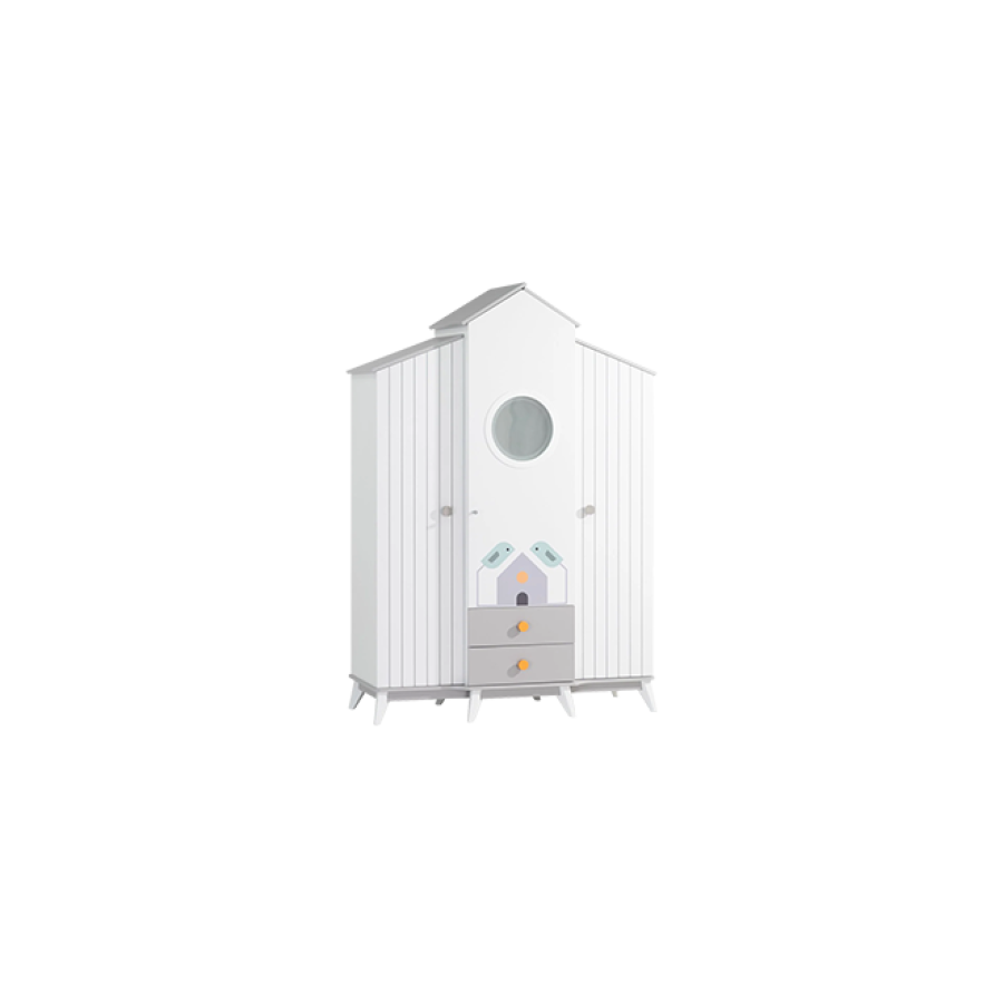 Трикрилен детски гардероб Bird House