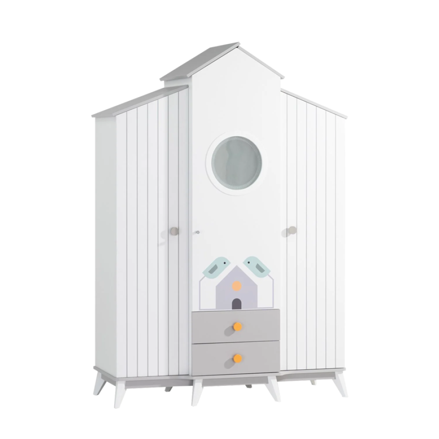Трикрилен детски гардероб Bird House