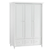 Трикрилен детски гардероб с чекмеджета Nil бял