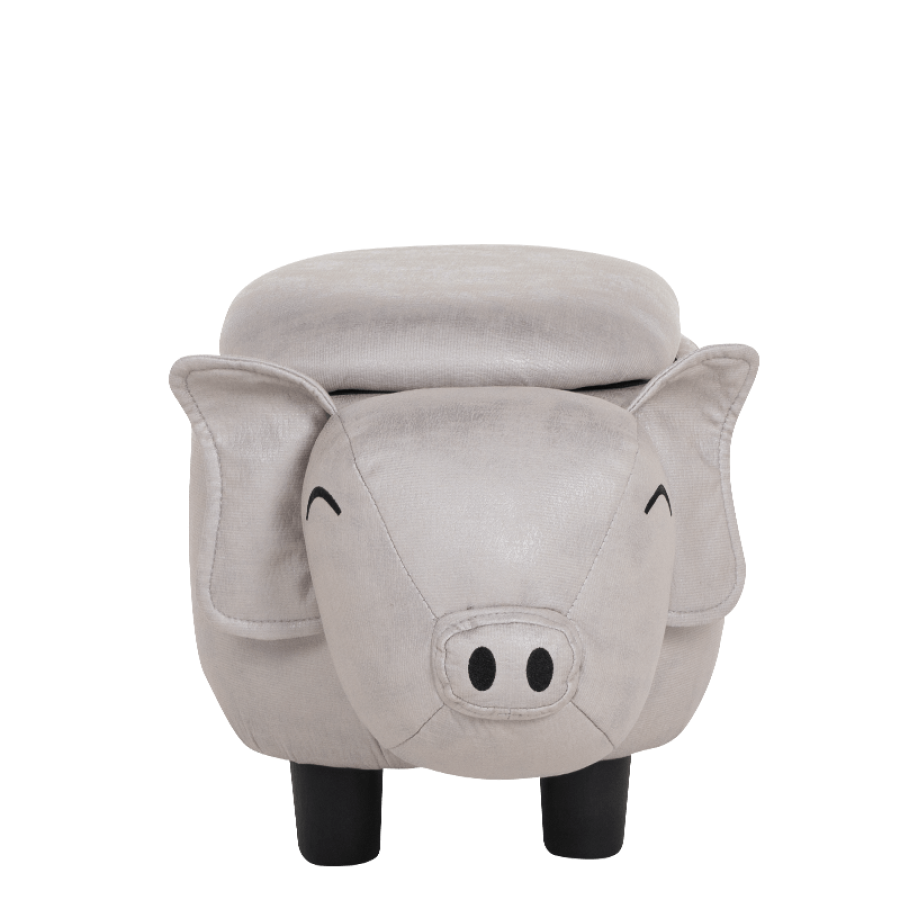 Детска табуретка с ракла Сиво прасе