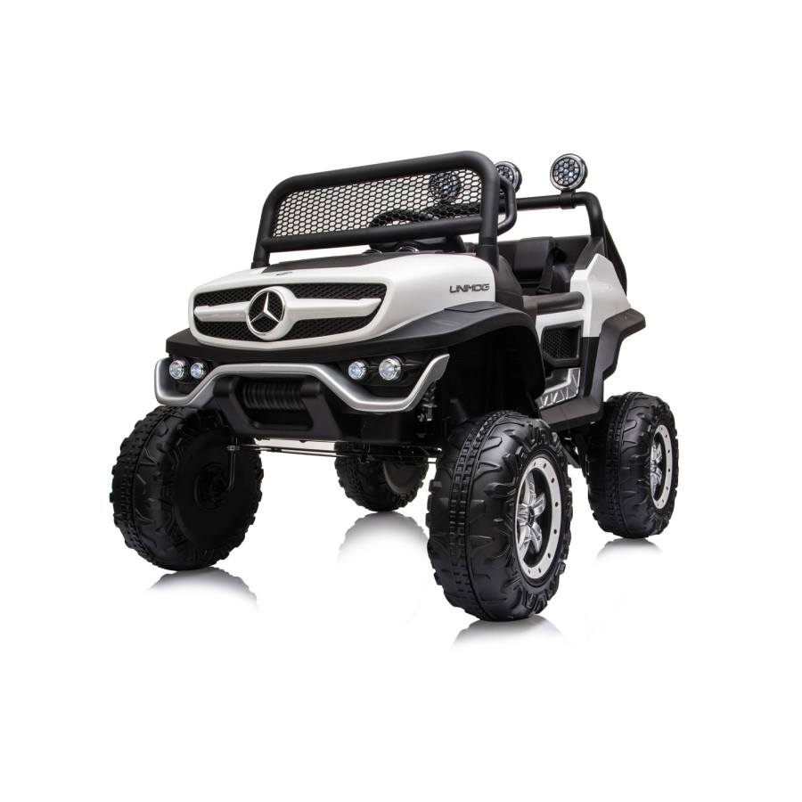 Eлектрически джип Mercedes UNIMOG бял EVA гуми