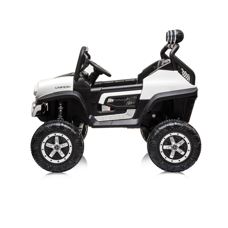 Eлектрически джип Mercedes UNIMOG бял EVA гуми