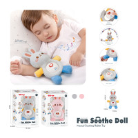 Успокояваща кукла Зайче с музика и светлина сива