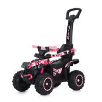 Количка за яздене с дръжка ATV бял/розов