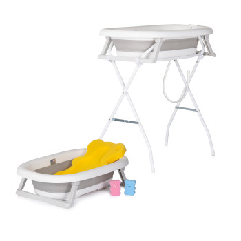 Сгъваема вана с матраче и стойка Mini Spa (78см) сив