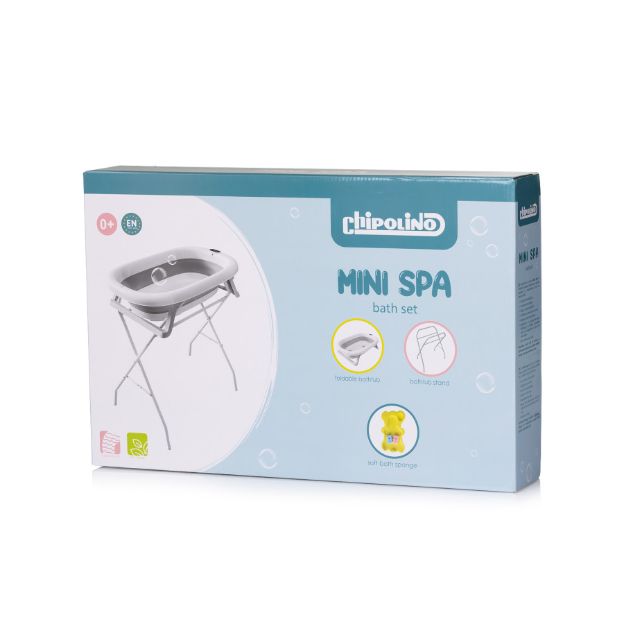 Сгъваема вана с матраче и стойка Mini Spa (78см) сив