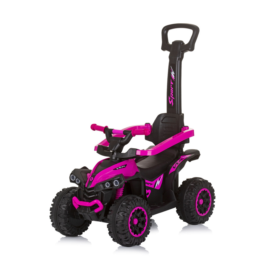 Количка за яздене с дръжка ATV розова