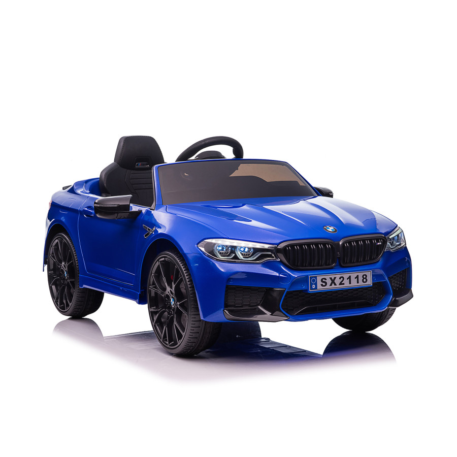 Електрическа кола BMW M5 синя с EVA гуми и коженa седалка