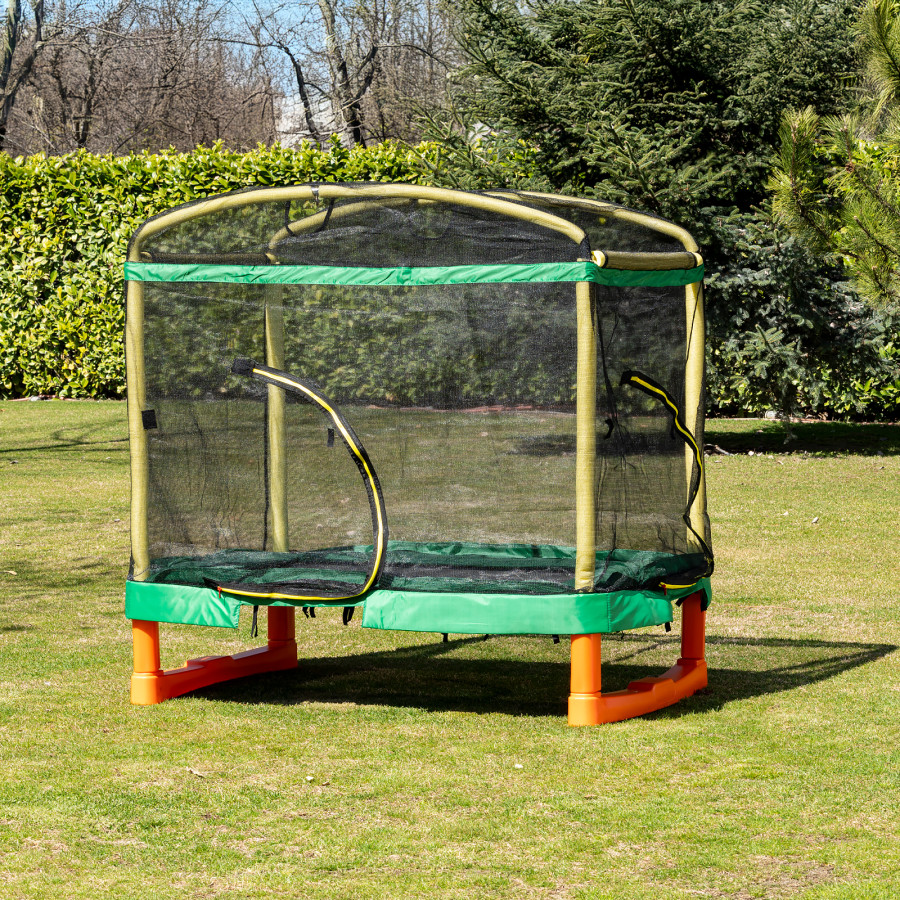 Голям батут Playground 200 см с пързалка зелен