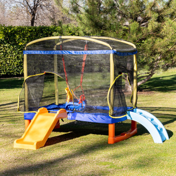 Голям батут Playground 200 см с пързалка син