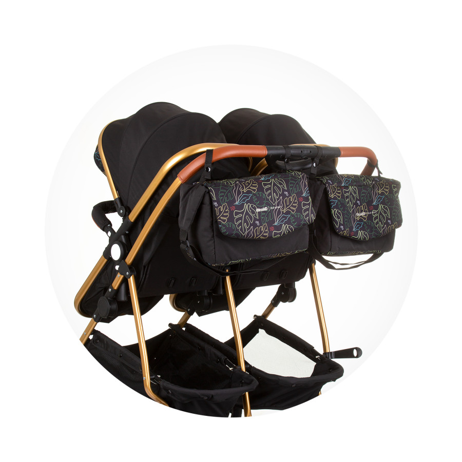 Количка за близнаци Дуо Смарт обсидиан/листа