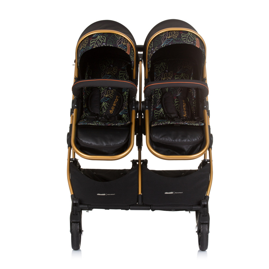 Количка за близнаци Дуо Смарт обсидиан/листа