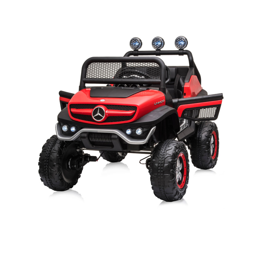 Eлектрически джип Mercedes UNIMOG червен EVA гуми