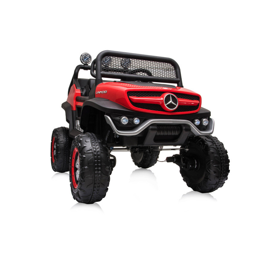 Eлектрически джип Mercedes UNIMOG червен EVA гуми
