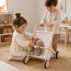 Детска дървена количка за кукли с текстилен кош 34x46x49.5 см
