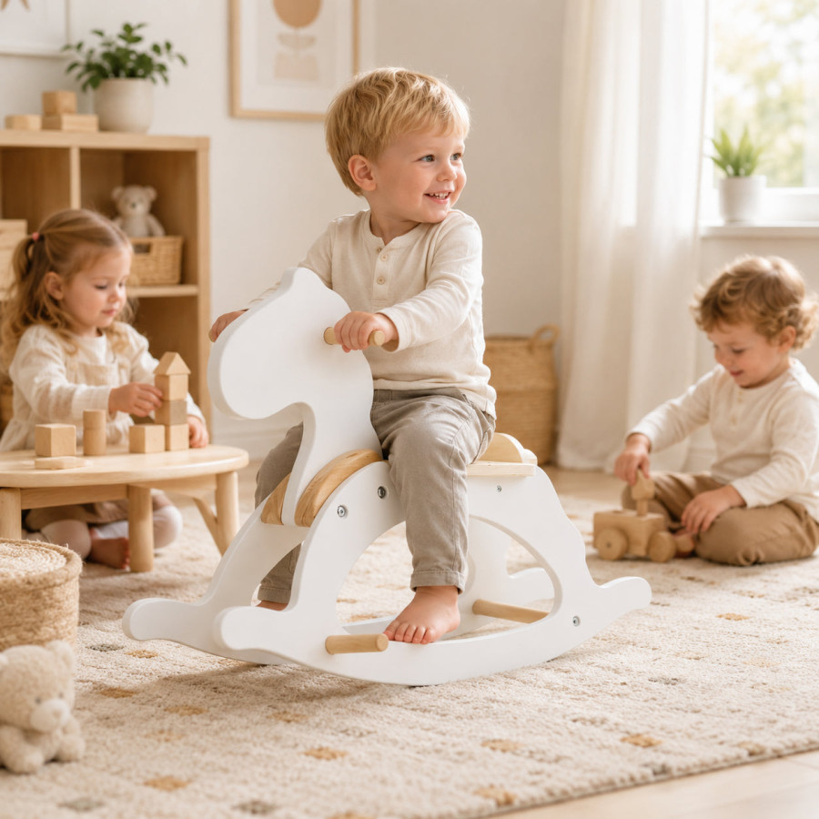 Детско дървено конче за люлеене 70x20x47 см
