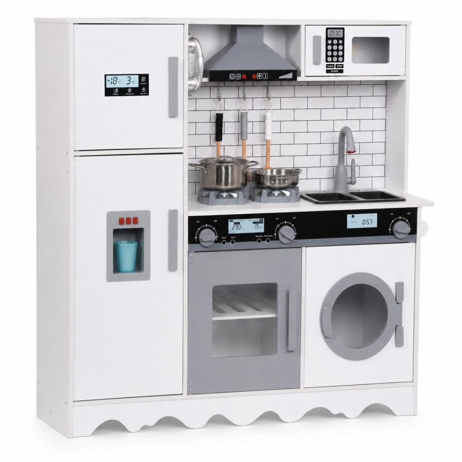 Детска дървена кухня с течаща вода 97x30x94 см