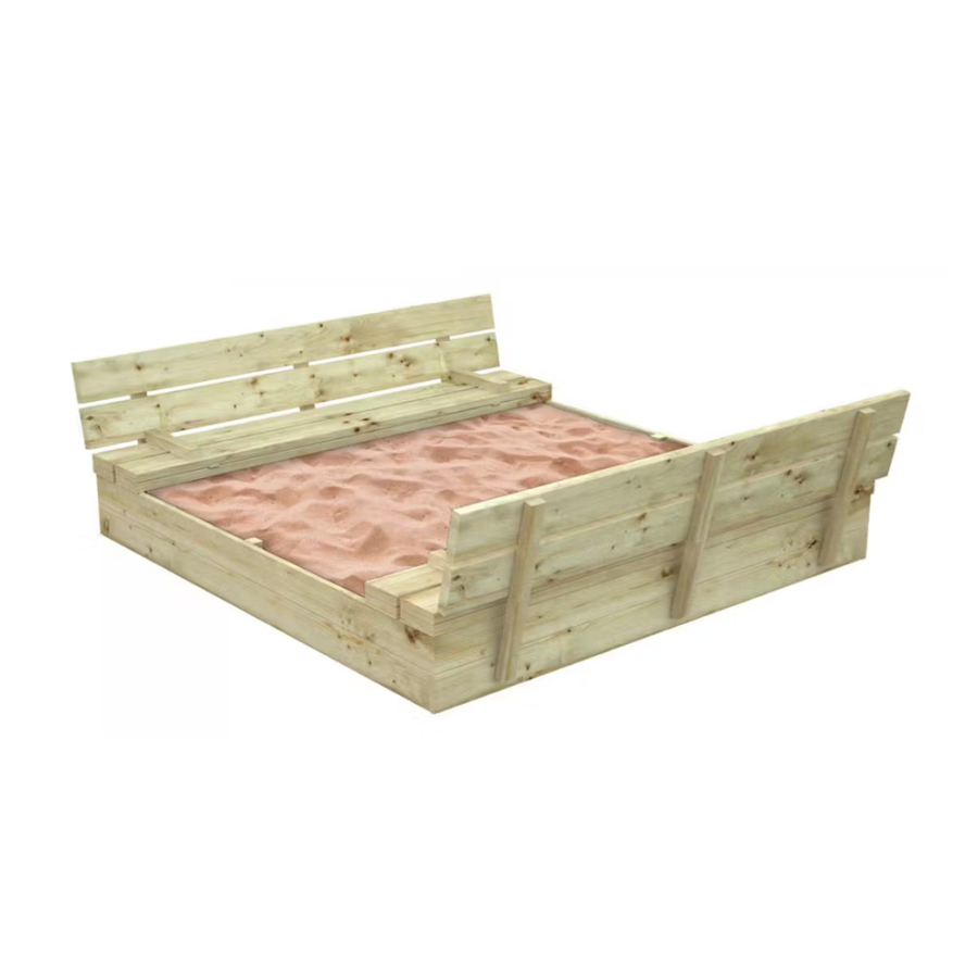 Детски дървен пясъчник с пейки и сгъваем капак 157x157x21см