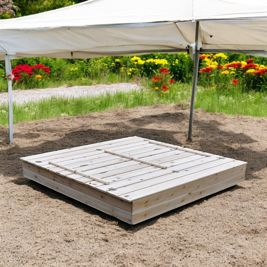 Детски дървен пясъчник с пейки и сгъваем капак 157x157x21см