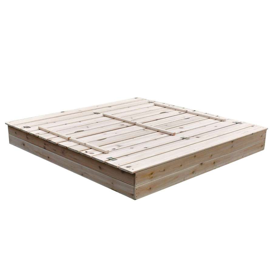 Детски дървен пясъчник с пейки и сгъваем капак 157x157x21см