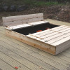 Детски дървен пясъчник с пейки и сгъваем капак 157x157x21см