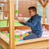 Дървена детска къща с пясъчник и пързалка за игра на открито 258х271,5х291 см