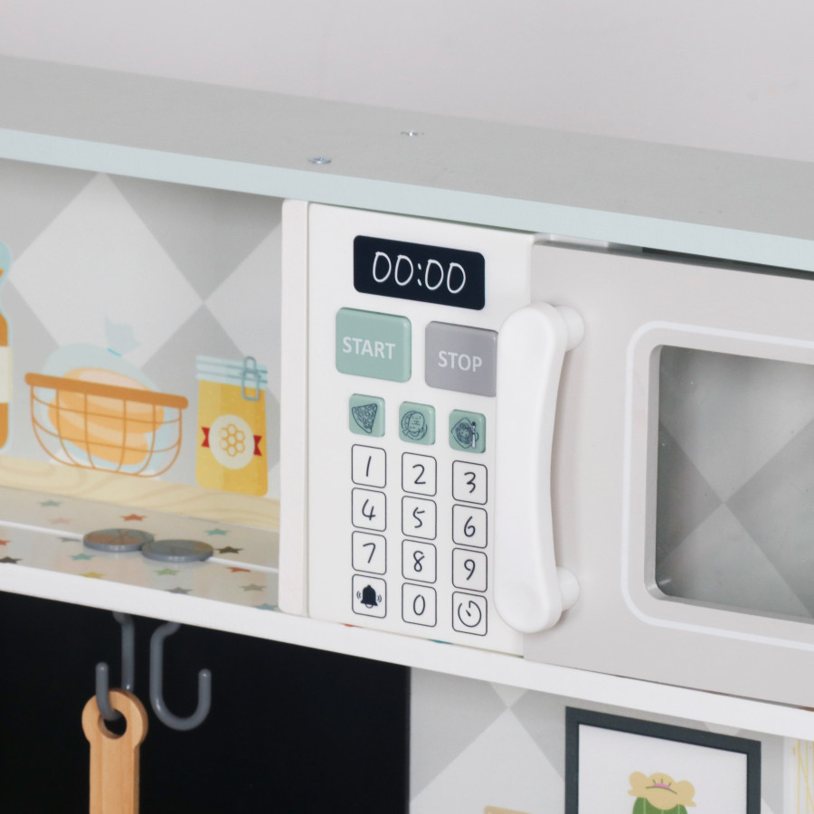Детска дървена кухня с електронен котлон и микровълнова 60x26.5x91 см