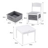 Двустранна детска маса с 2 столчета от дърво White/Grey
