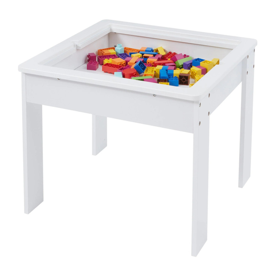 Двустранна детска маса с 2 столчета от дърво White/Grey