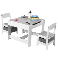 Двустранна детска маса със столчета 2 в 1 White/Grey