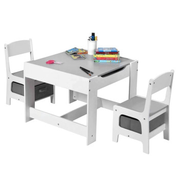 Двустранна детска маса със столчета 2 в 1 White/Grey