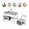Двустранна детска маса със столчета 2 в 1 White/Grey