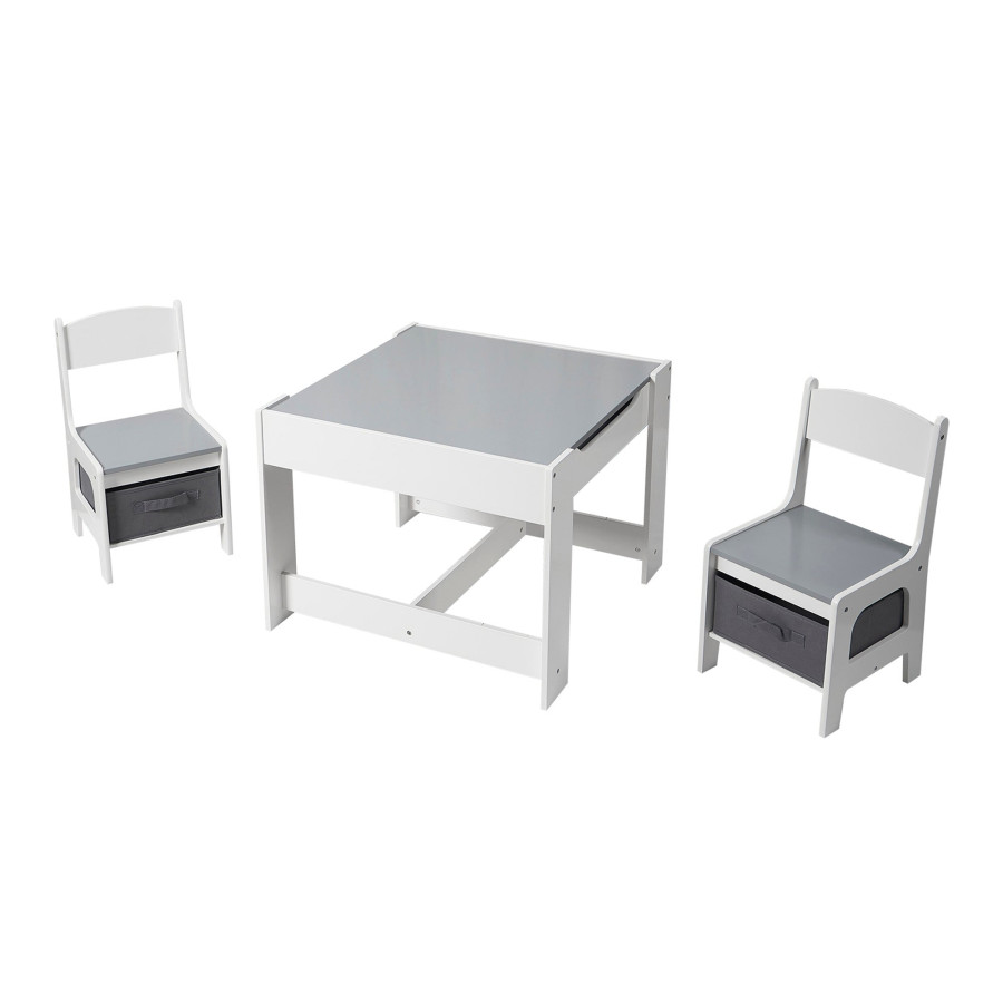 Двустранна детска маса със столчета 2 в 1 White/Grey
