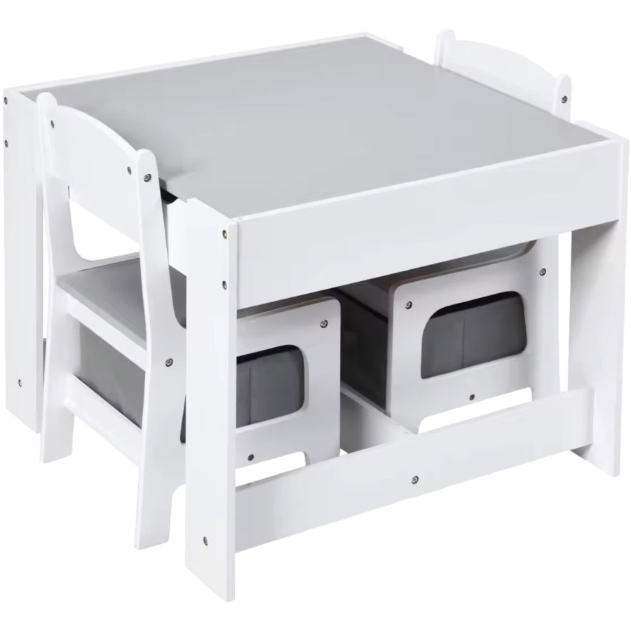 Двустранна детска маса със столчета 2 в 1 White/Grey