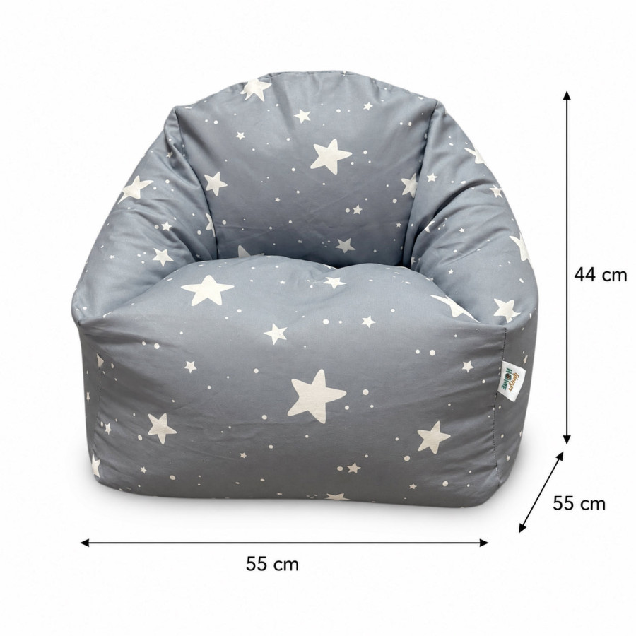Детски пуф барбарон Little Stars сив 100% памук 55x44x55 см