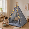Детска палатка Little Stars сива със звезди 120x120x160 см