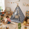 Детска палатка Little Stars сива със звезди 120x120x160 см