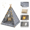 Детска палатка Little Stars сива със звезди 120x120x160 см