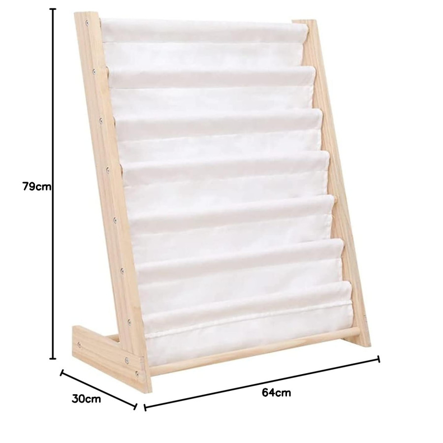 Детска дървена етажерка за книги с 6 рафта