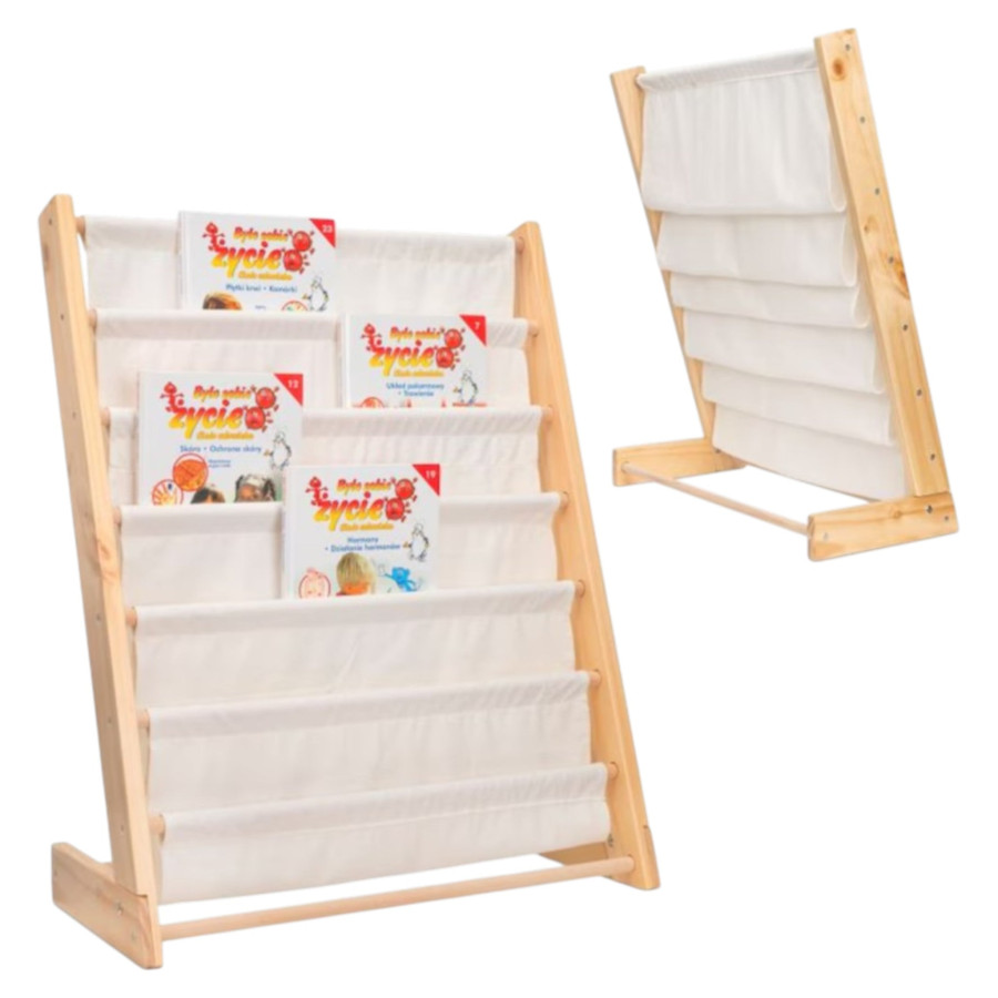 Детска дървена етажерка за книги с 6 рафта