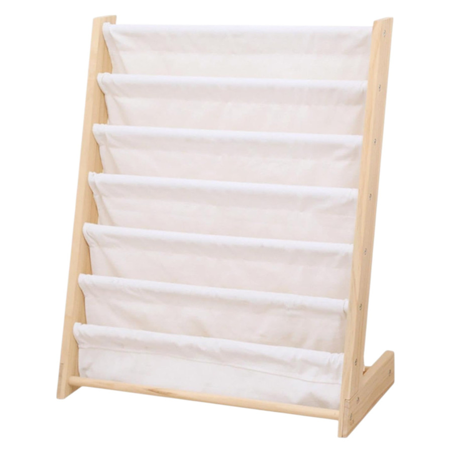 Детска дървена етажерка за книги с 6 рафта