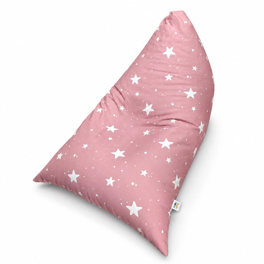 Детски пуф лежанка розов барбарон Little Star със звезди 100% памук 127x81x76 см